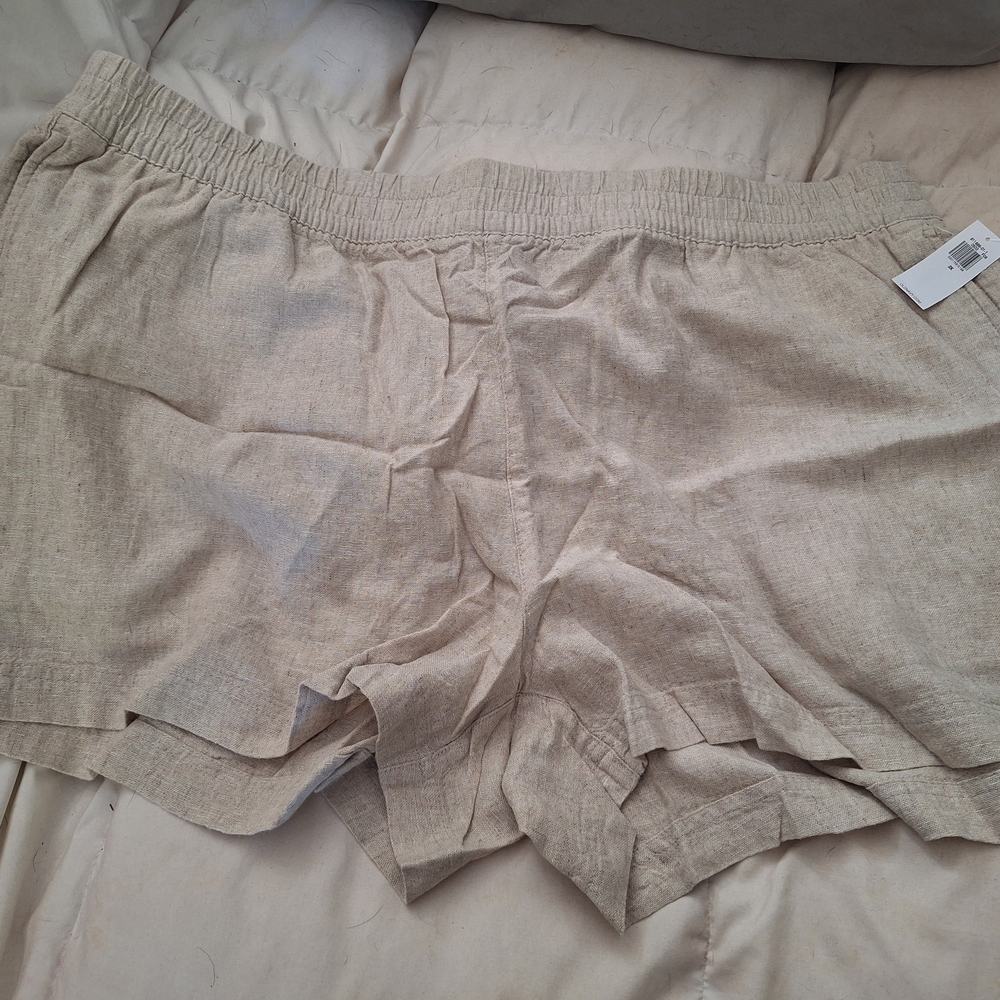 Beige Linen Shorts